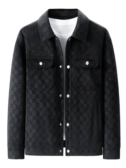 RAFAEL TONAL CHECKERBOARD SUEDE JACKET